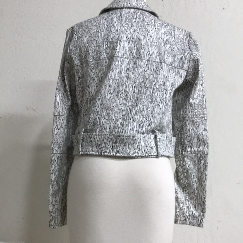 Helmut Lang White Denim Lightning Biker Moto Jacket - Picture 5 of 6
